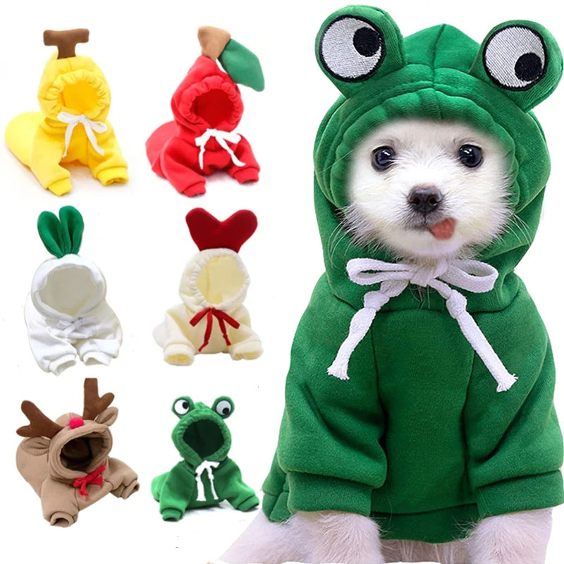 Cute Fruit Dog Hoodie – Warm Winter Fleece Clothes for Small Dogs
