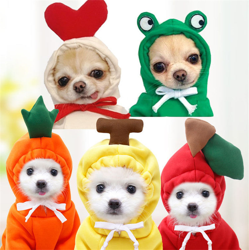 Cute Fruit Dog Hoodie – Warm Winter Fleece Clothes for Small Dogs