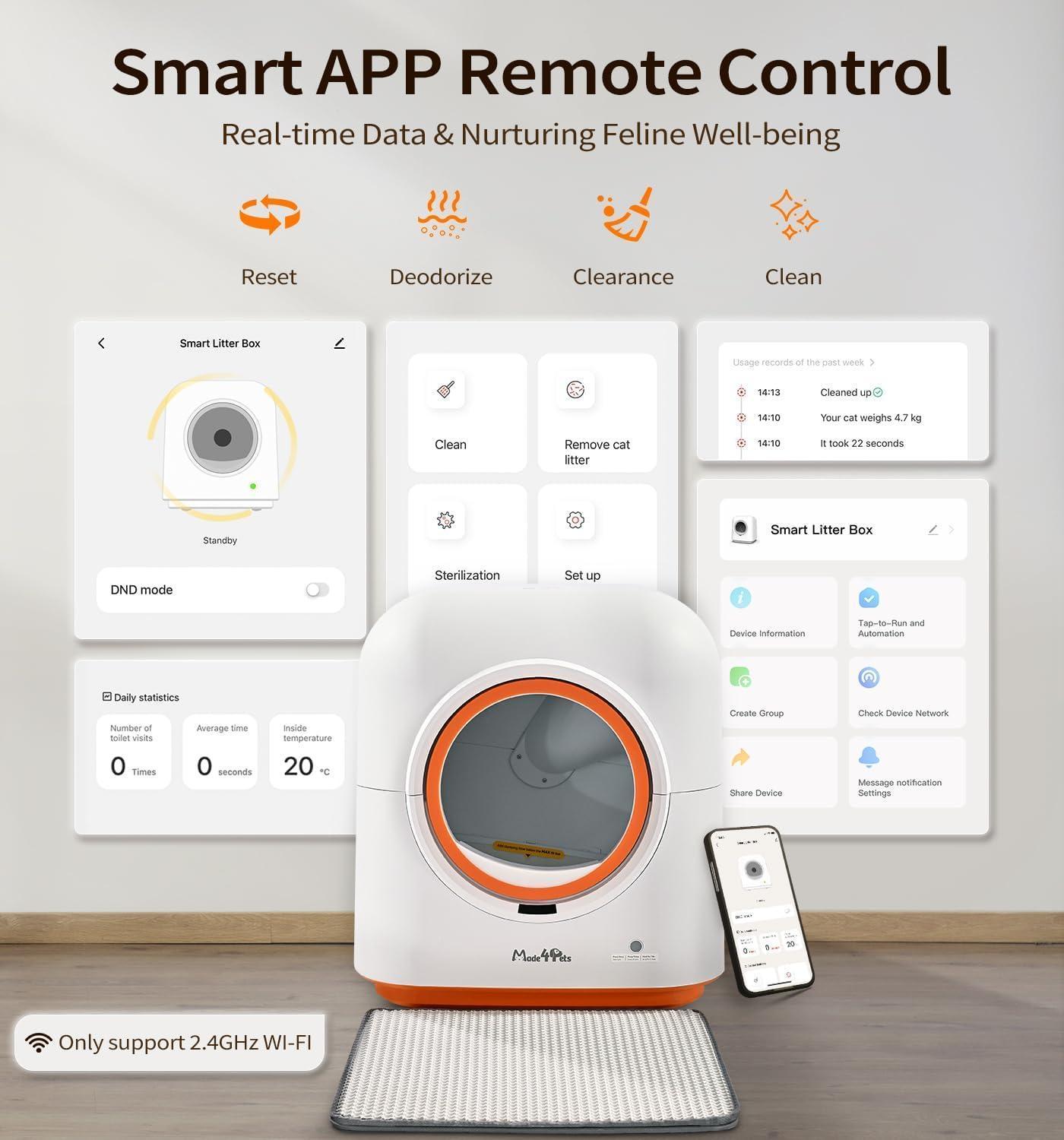 🔸 Automatic Self-Cleaning Cat Litter Box – Smart App Control, Odor Removal, Infrared Sensors, 60L, Multi-Cat Friendly