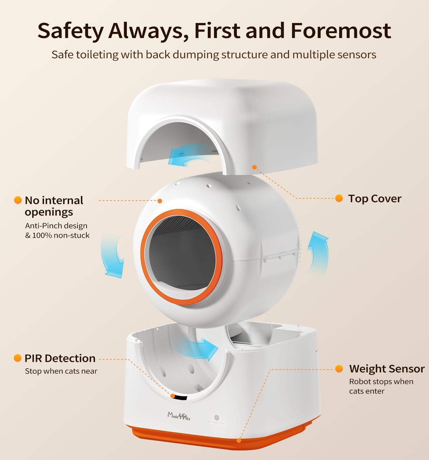 🔸 Automatic Self-Cleaning Cat Litter Box – Smart App Control, Odor Removal, Infrared Sensors, 60L, Multi-Cat Friendly