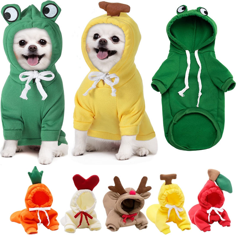 Cute Fruit Dog Hoodie – Warm Winter Fleece Clothes for Small Dogs